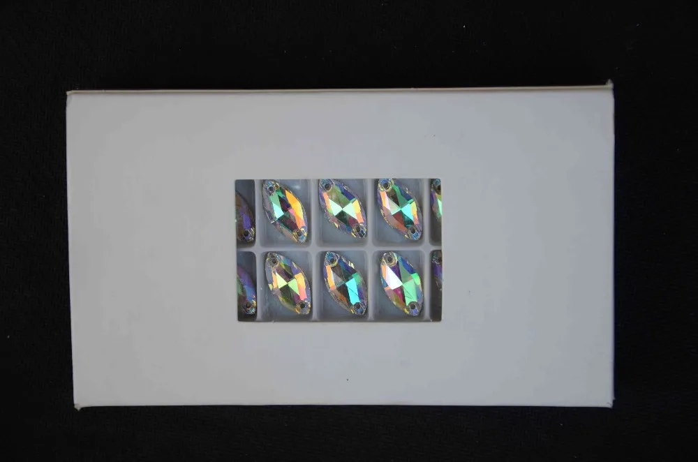 AAA Quality All Sizes Crystal AB Color Navette Sew on stone 5*10mm,6*12mm,7*15mm,9*18mm,13*22mm,15*31mm horse eye Flatback
