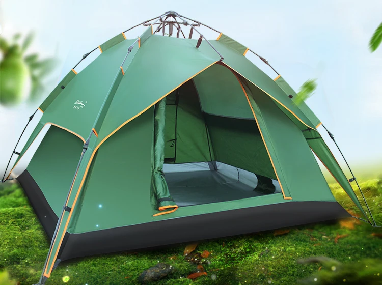 High quality automatic 3-4 person double layer high quality 4 season waterproof camping tent