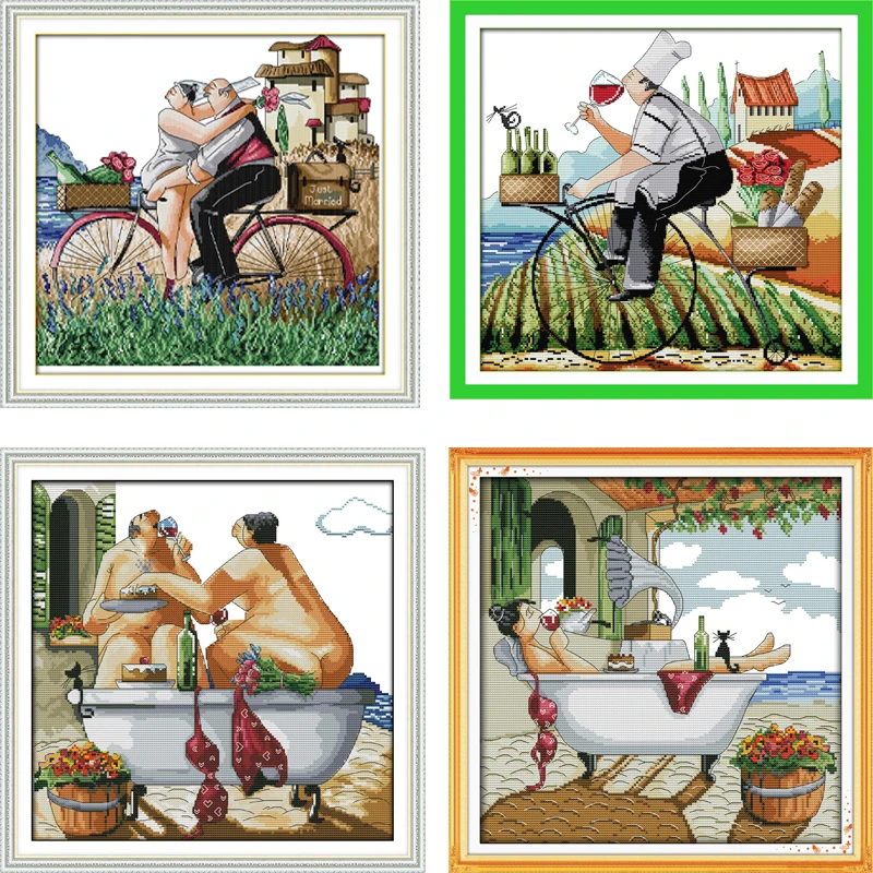 Needlework DIY DMC 14CT 11CT Cross stitch Sets For Embroidery kits Enjoy life Pattern Counted Cross-Stitching Home Decoration