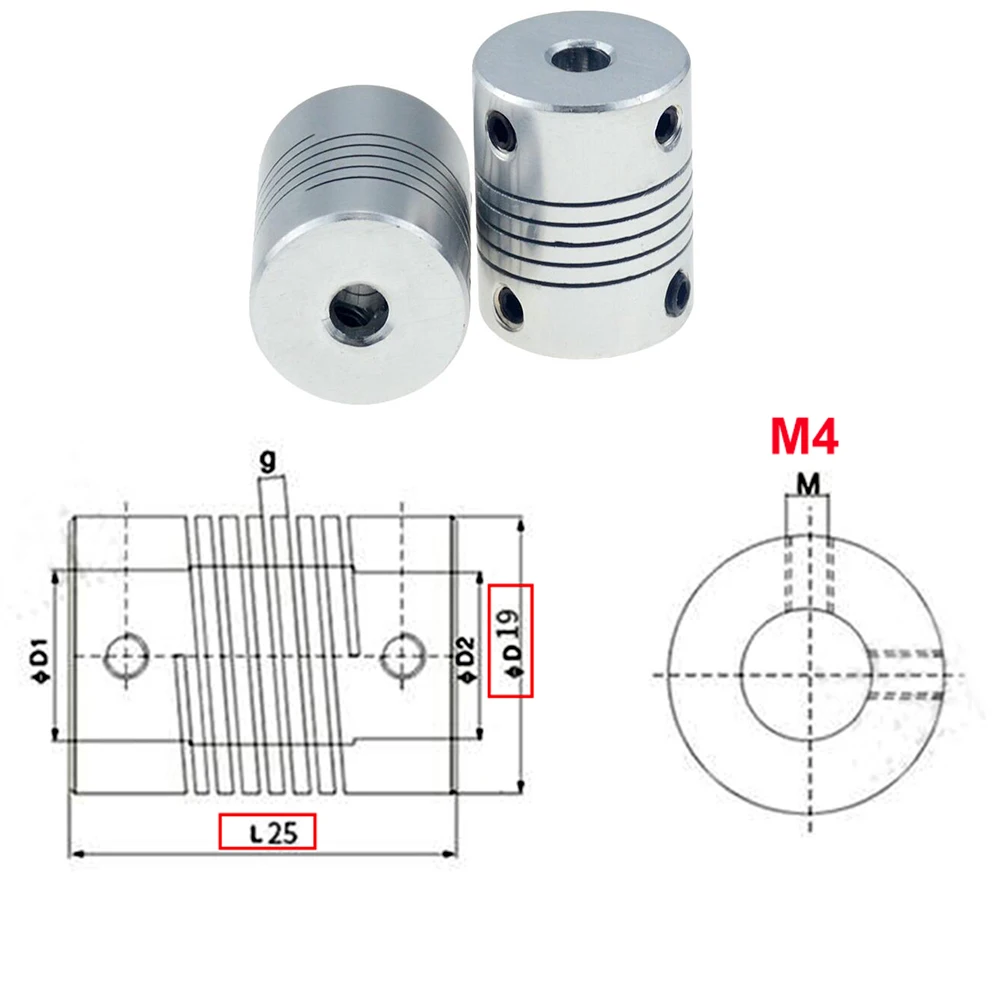 1PC 28TYPES CNC Motor Jaw Shaft Coupler D19xL25mm Flexible Coupling 5mm to 8mm 5x8 6.35x10 8x8 for 3D Printer