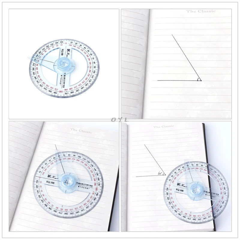 NEW Plastic 360 Degree Protractor Ruler Angle Finder Swing Arm School Office