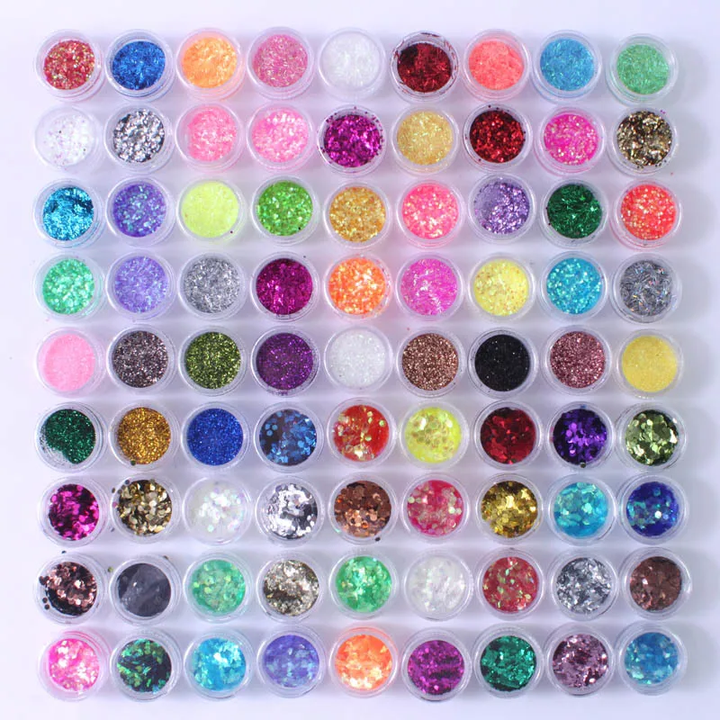 90 Pots Mixed Colors Nail Glitter Powder Glitter Dust Nail Sequins Paillette For UV GEL Acrylic Nail Art Tips Accessories