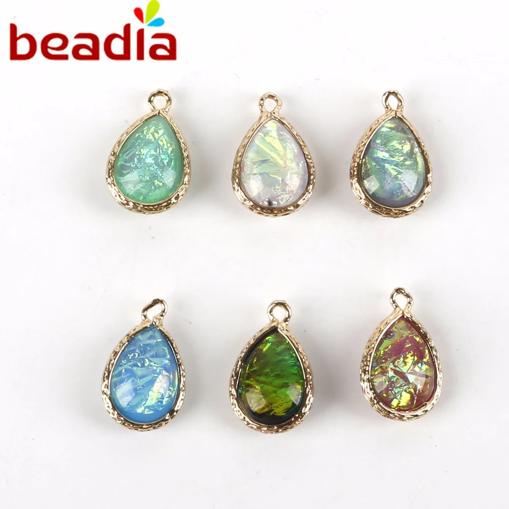 High Quality 2pcs/lot 12*16mm Double Side Water Drop Copper Bound Charms For DIY Jewelry Finding Necklace Birthday Gifts
