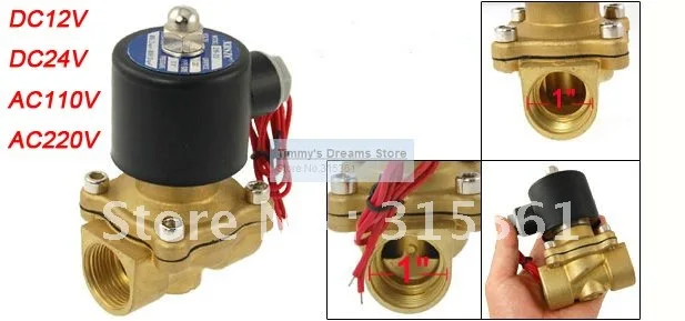 Free Shipping 1'' Water Solenoid Valve Air Oil Brass Valve NBR 2W250-25 DC12V DC24V AC110V or AC220V