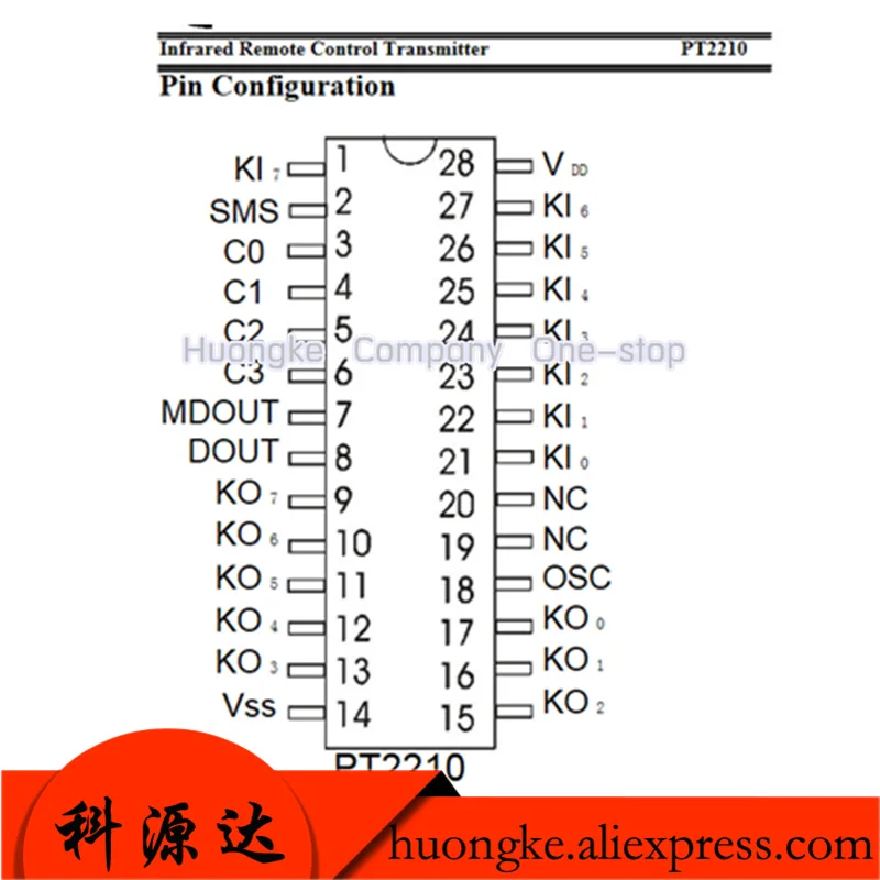 10 unids/lote PT2248-SN PT2248 sop16 PT2210 2210 sop28 control remoto por infrarrojos chip transmisor