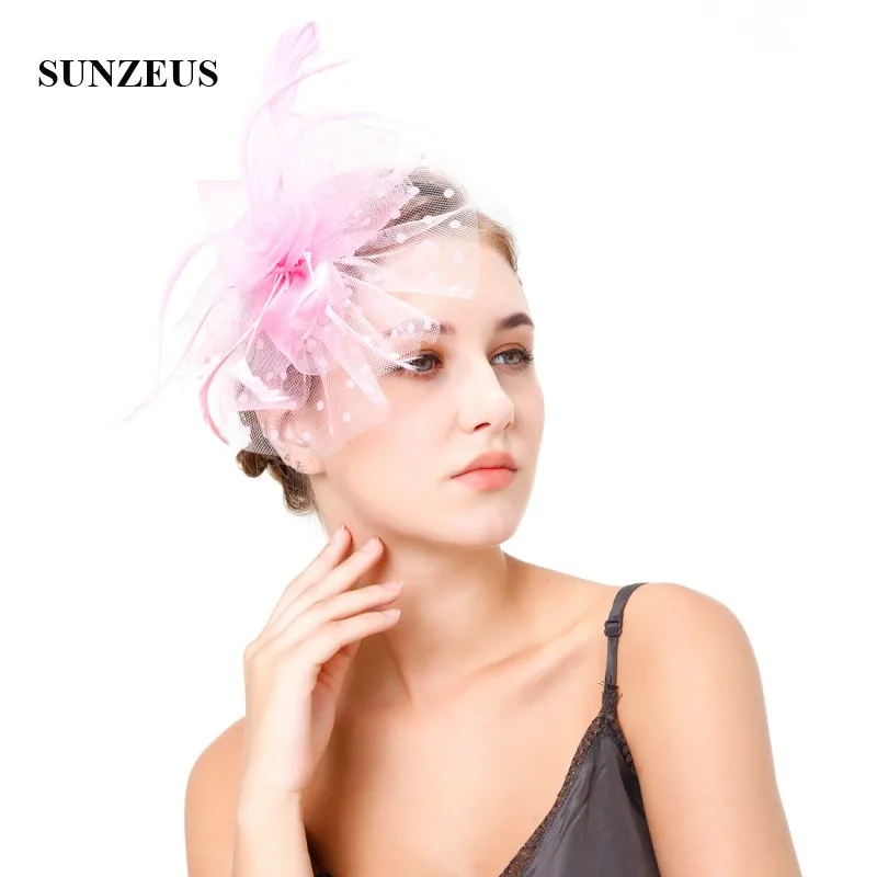 Dot Tüll Braut Hüte Elegante Tüll Federn Blumen Fascinator Schwarz Hüte frauen Wichtige Partei Haar Zubehör SH52