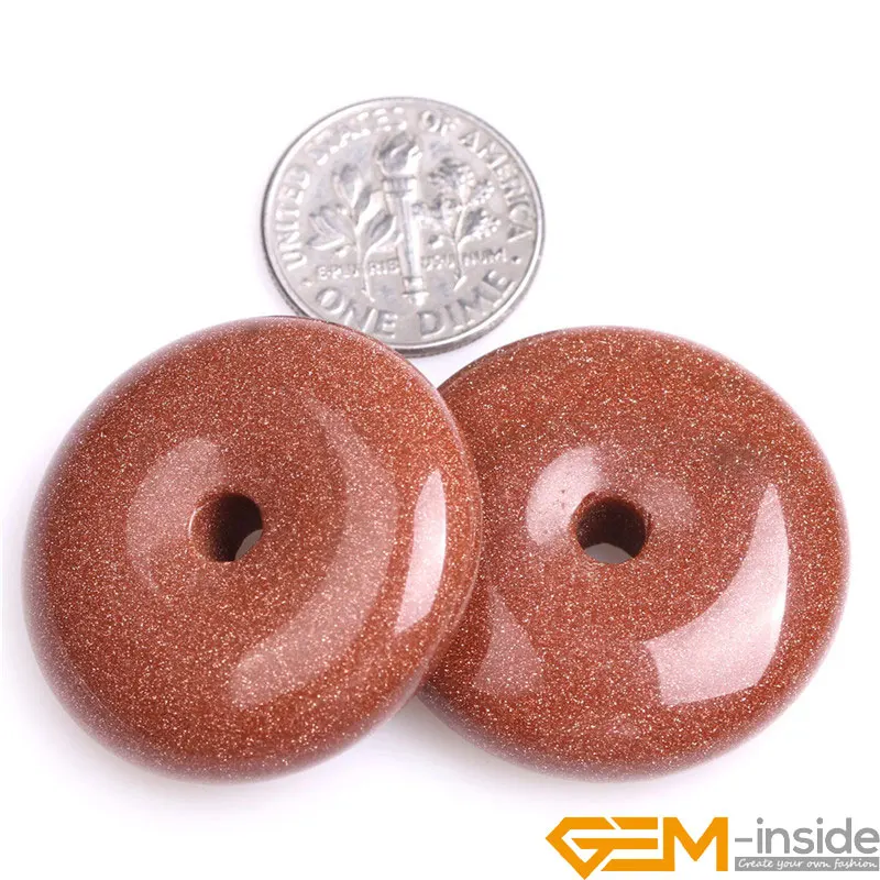 Donuts Shape Natural Brown Gold Sandstone Ring Circle 25/30/40mm Natural Stone Loose Beads For Jewelry Making