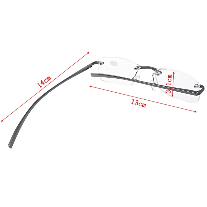 Aluminum Alloy Rimless Reading Glasses Presbyopic Eyeglass Resin Lens +1.0 to +3.5