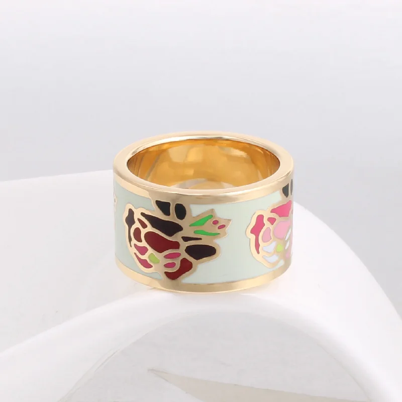 High Quality Flowers Rings for Women Stainless Steel Enamel Jewelry White Pink Ring Mother Gift