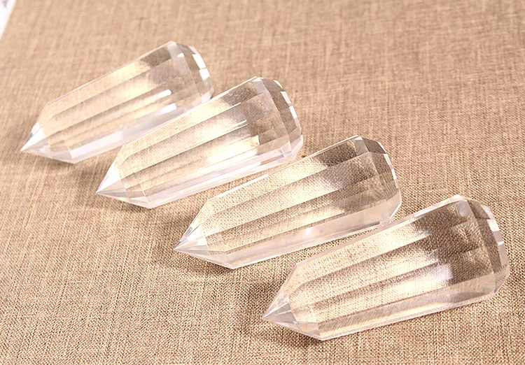 Natural Clear Quartz 24 Sided Vogel Style Wand Point Inspired Spiritual Reiki Healing Crystal Wand Home Decoration Gift