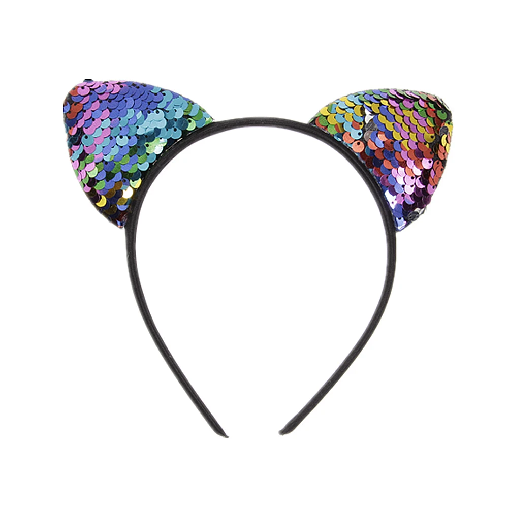 Fashion Glitter Flip Sequins Cat Ear Girl Hair Band Hair Hoop Baby Kids Women Cat Ear Hair Bands Festival Headdress Gifts