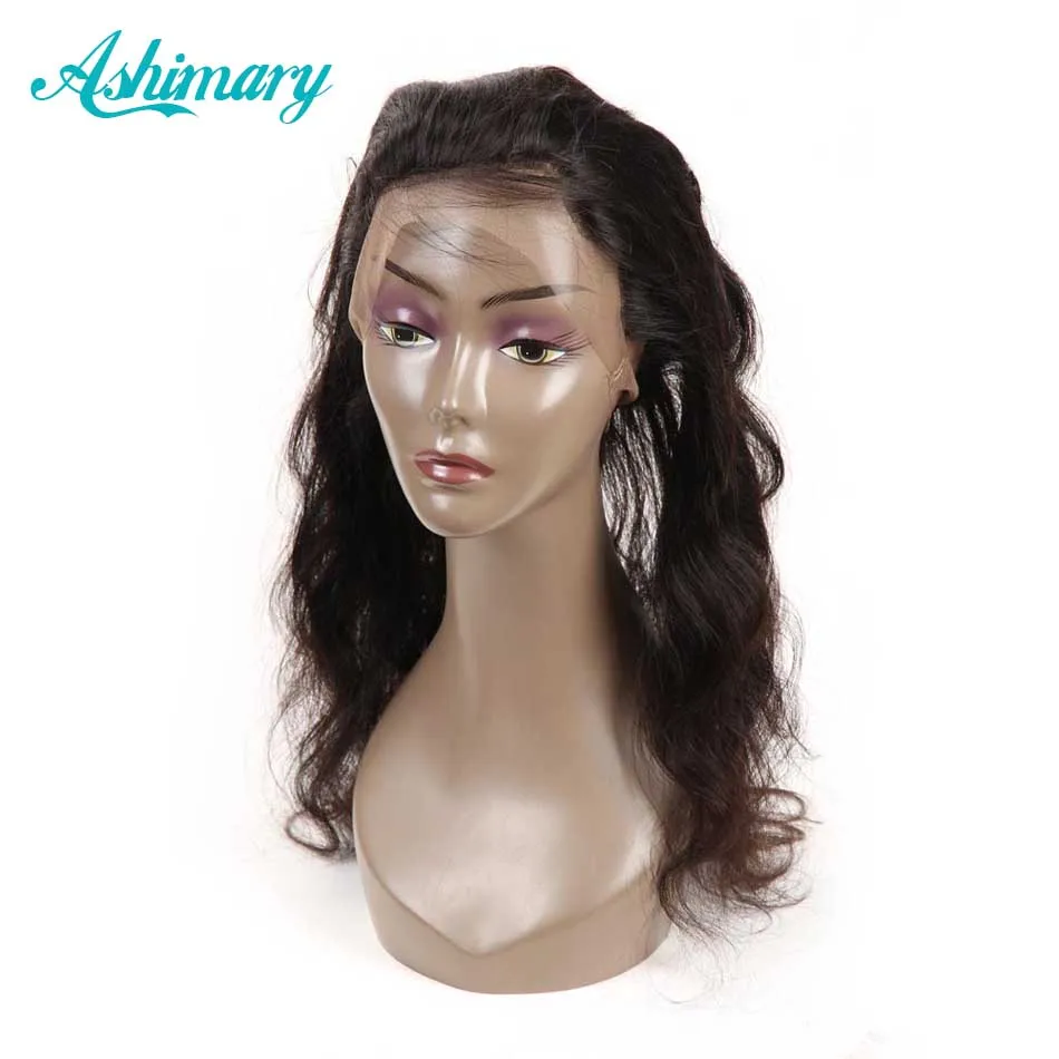 

Ashimary hair 22*4*2 inch pre plucked 360 lace frontal closure with baby hair brazilian hair body wave 100% remy human hair