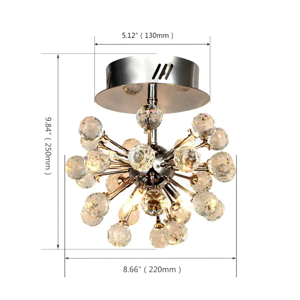 Modern Luxury K9 Crystal Ceiling Lamp Diamond Design LED G4 Art Decorative Lighting Lustre Dining Indoor Ceiling Lights Chrome