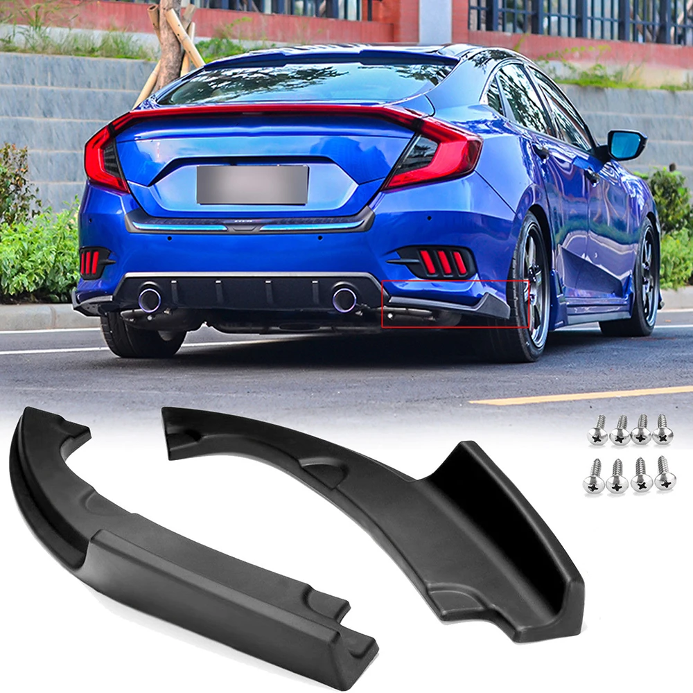 2PCs New Matt Black Anti Scratch Car Rear Bumper Lip Diffuser Splitter for Honda Civic 2016 to 2018