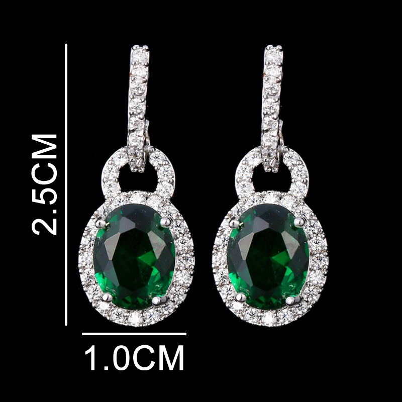 EMMAYA Silver-color Green Crystals Zircon CZ Drop Dangle Earrings for Women Fashion Luxury Dangle Earrings Jewelry