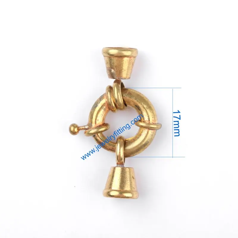 Brass Spring Ring Clasp with 2 end cap China jewelry findings supplier shipping free mang color can be plated 300pcs