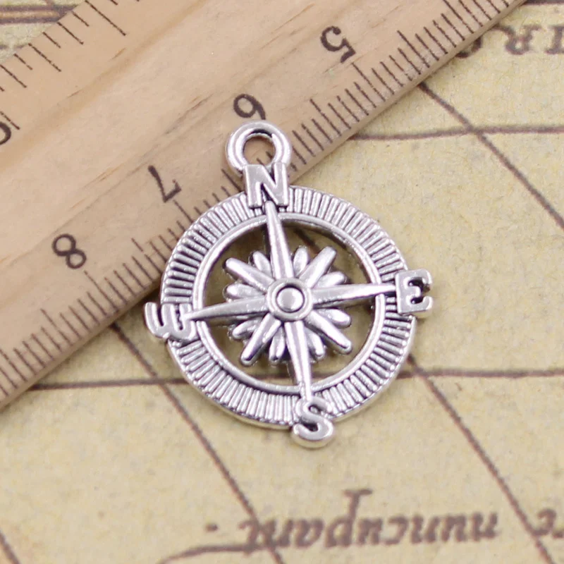 

12pcs Charms Compass 28x24mm Tibetan Bronze Silver Color Pendants Crafts Making Findings Handmade Antique DIY Jewelry