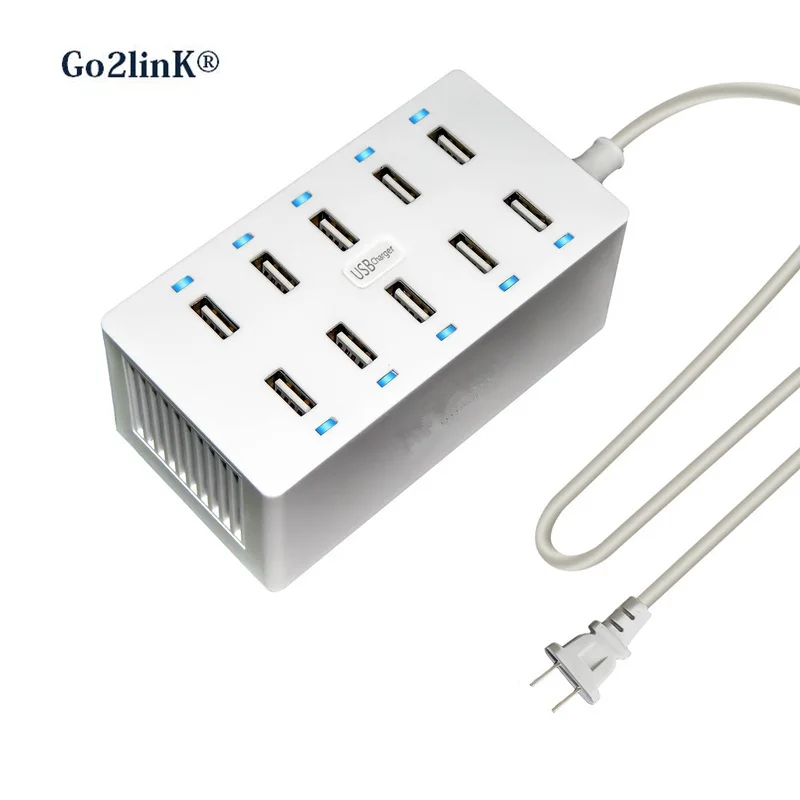 Multi USB Charger US EU UK Plug 10 Ports Wall Desktop Charge Power Adapter For iphone iPad Samsung Huawei HTC Tablet Charging