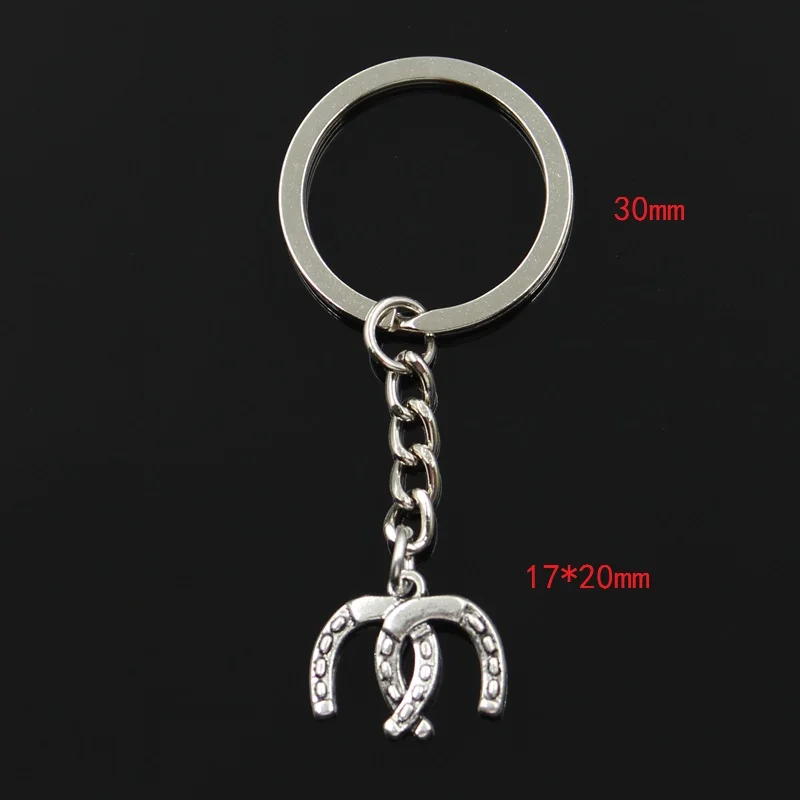 Keychain 17x20mm Double Lucky Horseshoe Horse Pendants DIY Men Jewelry Car Key Chain Ring Holder Souvenir For Gift