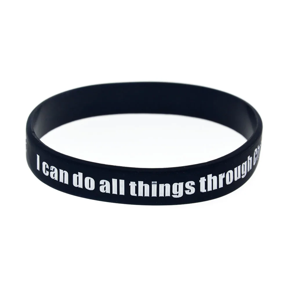 50 Stück Philippier 4:13 Ich kann alles durch Christus, der mich stärkt, Silikonarmband, religiöse Partygeschenke, Armreif – Detail 3
