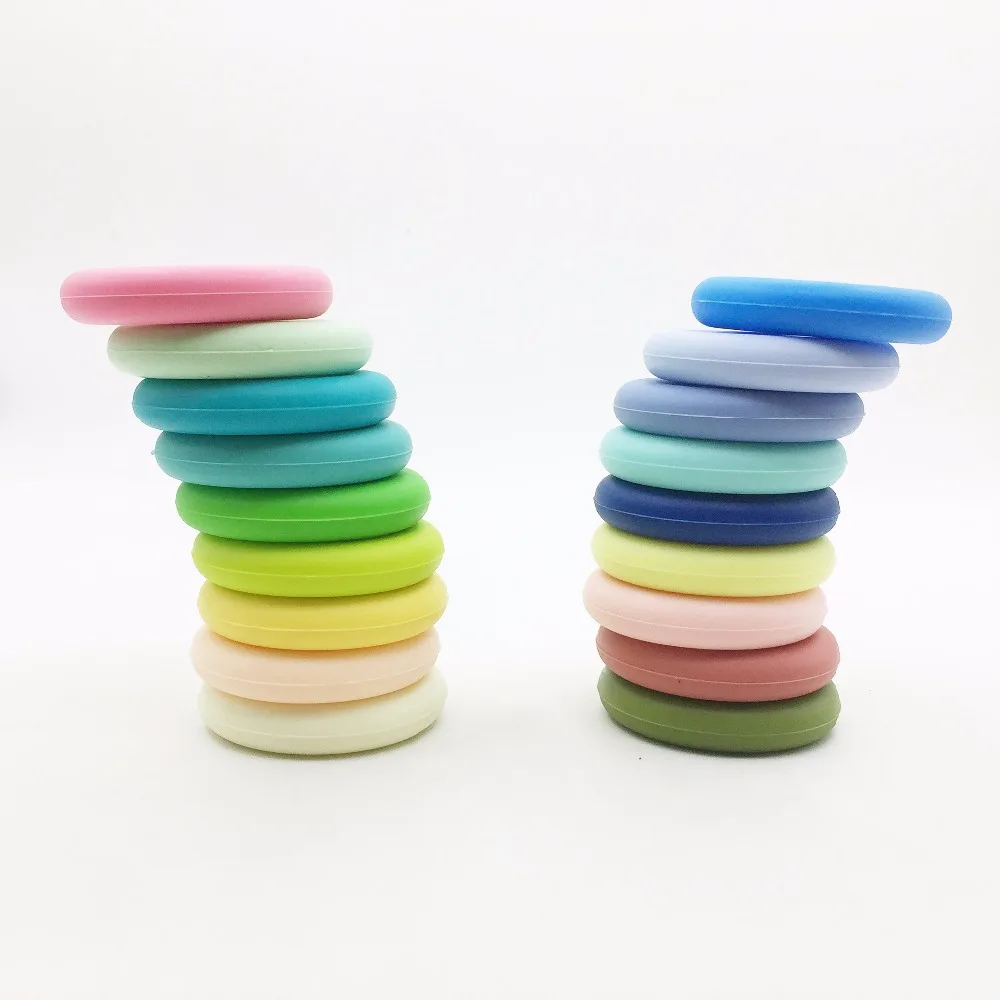 Wholesales 10pcs/lot Baby Large Silicone Donut Round 45mm Teething Ring Food Grade Silicone Donut Ring teether