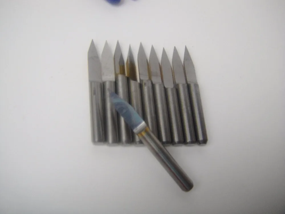 Broca de tungstênio 3.175mm, broca em formato de v de carboneto, pcb, brocas de gravação, ferramenta de roteador cnc, tamanho de entalhe acrílico j3.3001, com 10 peças