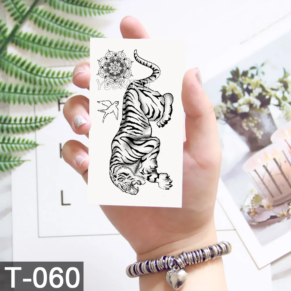 3D Temporary Tattoo Animal Blue Tiger Snake Moth For Boy Girl Children Tattoo Sticker Kids Watercolor Tatto Arm Art