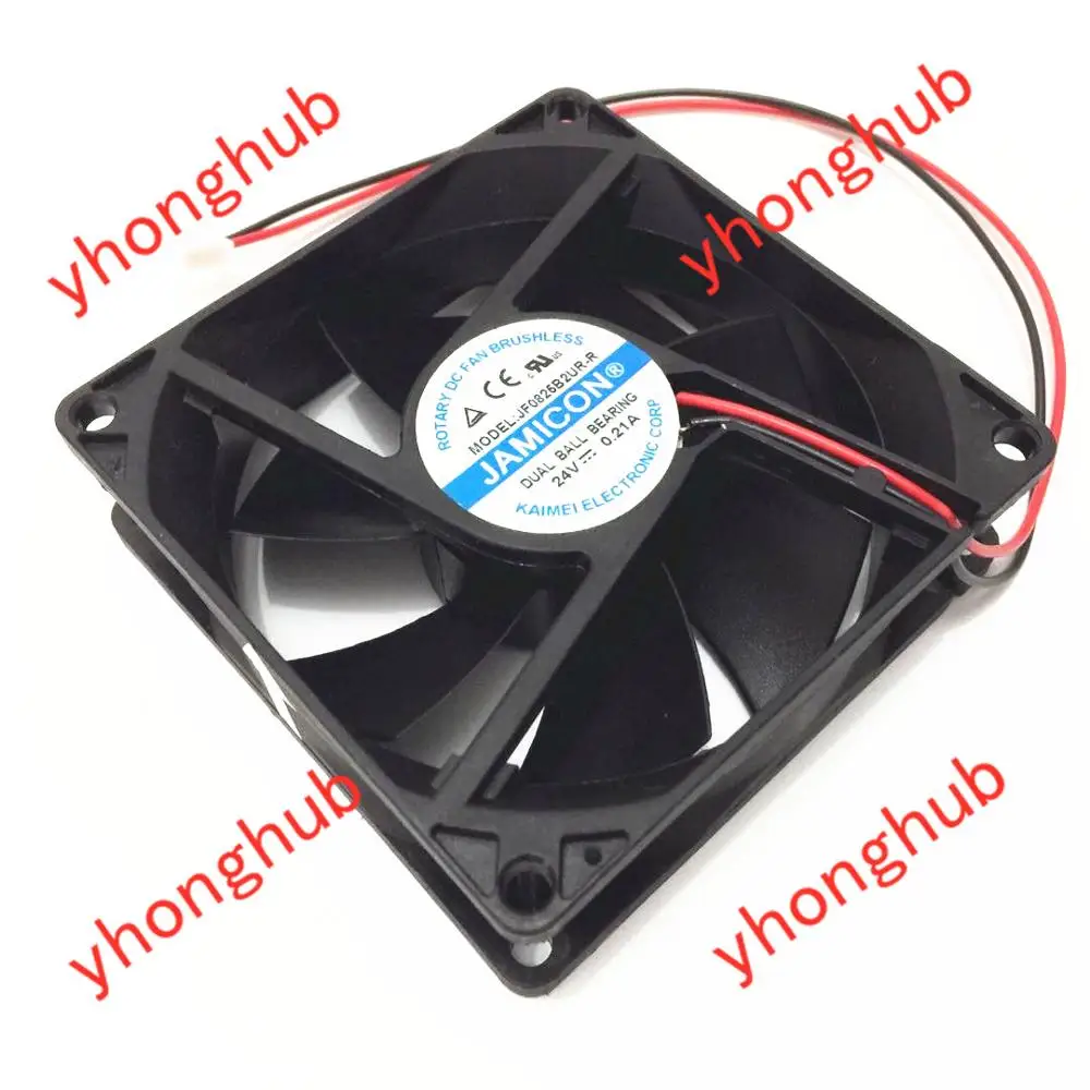 

JAMICON JF0825B2UR-R DC 24V 0.21A 2-Wire 80x80x25mm Server Cooling Fan