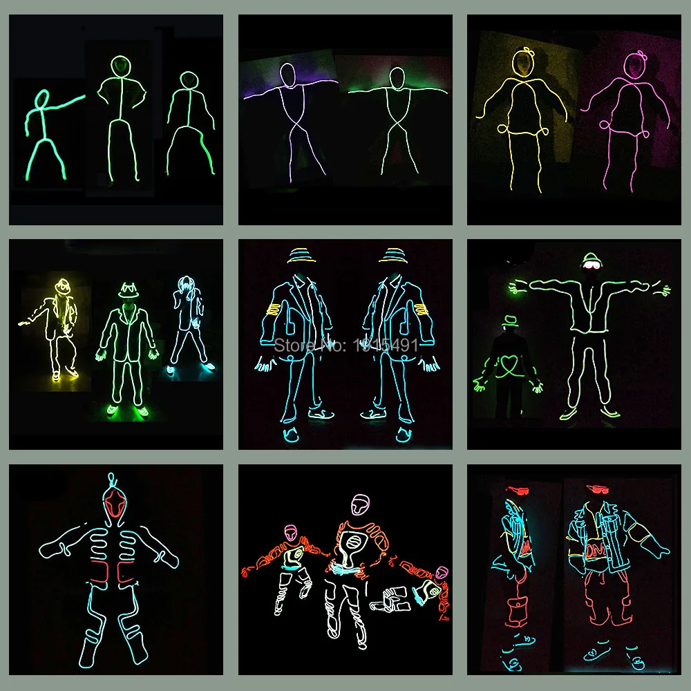 Fashion Dance DJ Led Glowing Suit Light Up Night Show Costume Halloween Bar Party Rave EL Wire Odzież dla dorosłych kobiet mężczyzn