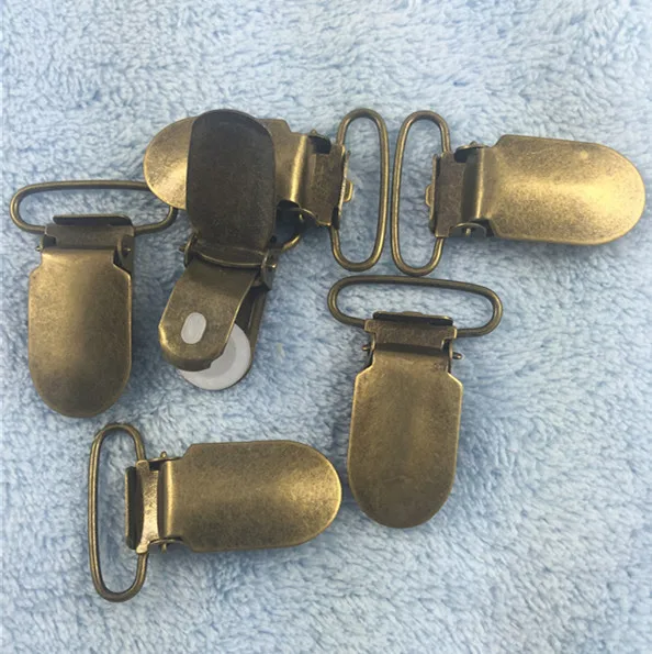 5PCS Metal Clamps Suspender Ribbon Baby Pacifier Clips Metal Holders Cute Infant Soother Clasps Accessories 20mm Antique Bronze