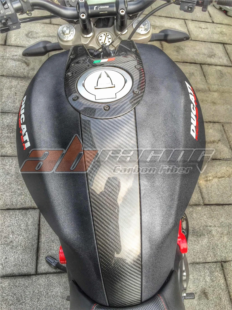 Tank Pad Cover Gas Tank Fuel Cover Panel Fairing Cowling For Ducati Monster  696 795 796 1100  Full Carbon Fiber 100%