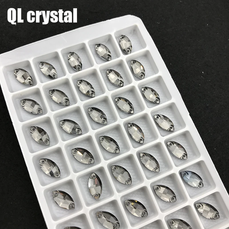 

Glass Crystal Navette Sew on Rhinestones Flatback Marquise Sew on stone for DIY clothing bags shose etc.