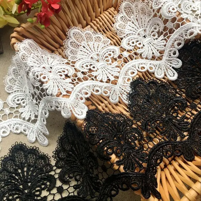 13CM Wide Vintage French Lace Fabric Water Soluble Embroidered Lace Ribbon Neckline Collar Sewing Applique DIY Crafts Trim Decor