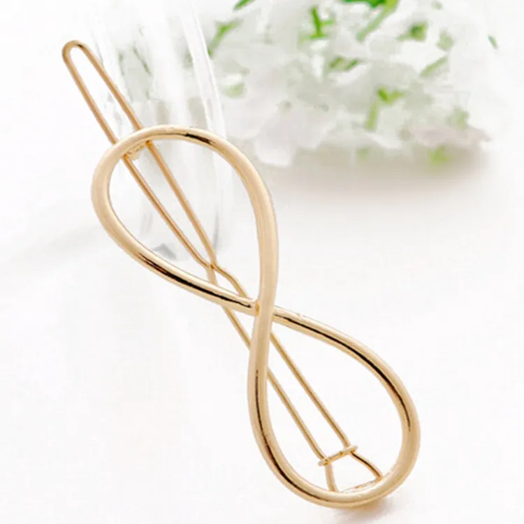 New Fashion Hair Accessories Lucky Number 8 Word Gold Silver Side Clip Bangs Hairpin Wedding Tiara Female Accessories Gift