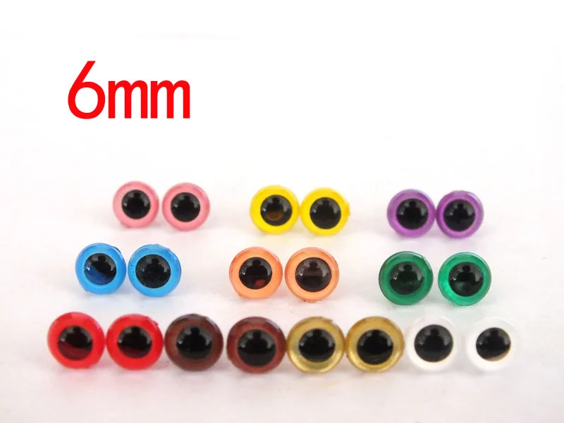 1000pcs 5mm and 6mm 10 coloured safety eyes  doll making safety eyes- crochet knit toys doll eyes coloured Wholesale toy eyes