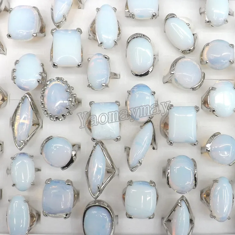 

50pcs/Lot Big Natural Opal Rings Semi-precious Stone Rings Factory Price Free Shipping