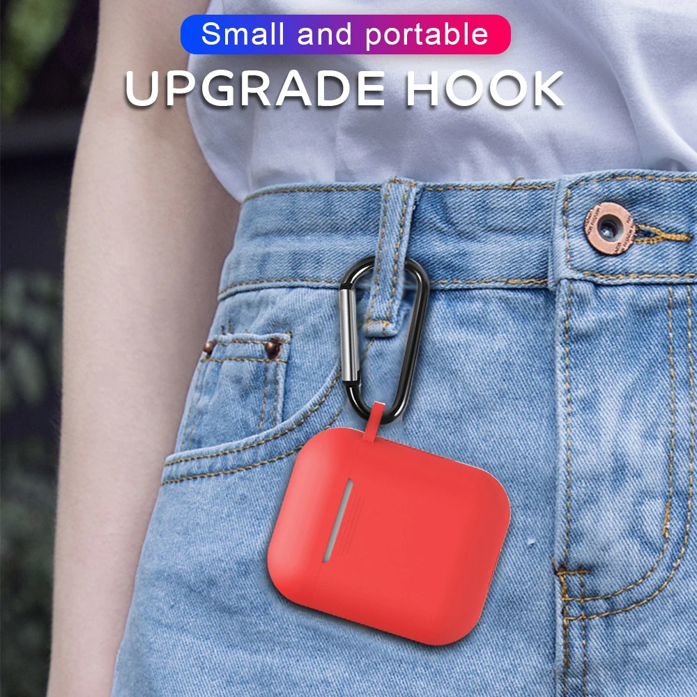 Étui Airposie 2 pour Airpods 2e génération, housse de protection pour écouteurs Apple Airpods 2, manchon en silicone avec crochet