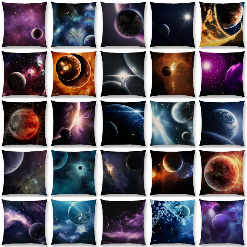 2017 New Mysterious Universe Vast Outer Space Beautiful Planets Gorgeous Radiance Cushion Cover Car Decor Sofa Throw Pillow Case