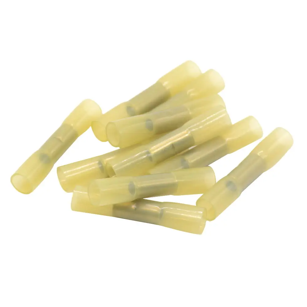 50PCSYellow BHT5 12-10AWG Heat Shrinkable Butt Waterproof Connector Splice Butt Heat Shrink Tube Joint 4-6mm2