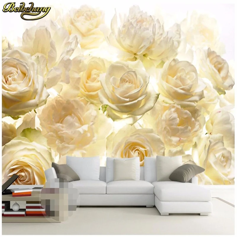 

beibehang custom photo wallpaper large mural decor backdrop 3D Wall covering yellow roses restaurant painting for living room