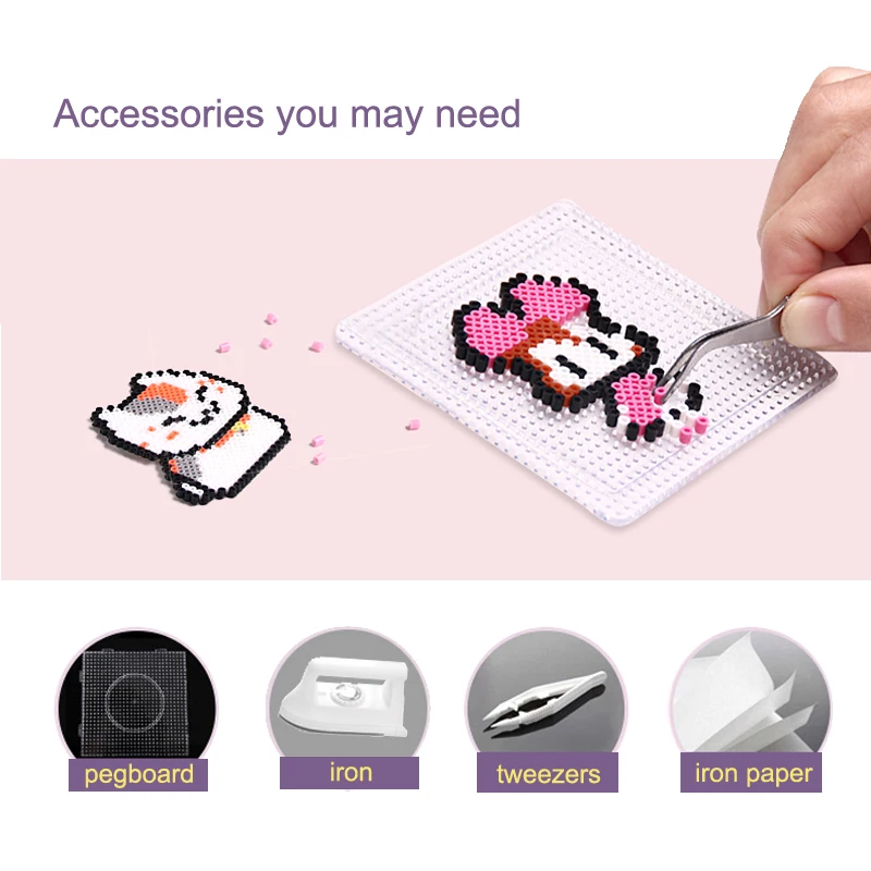Ensemble de perles de fer Hama pour enfants, panneau perforé, puzzles de bricolage, jouet cadeau fait main Perler, modèle de haute qualité, 5mm, 7