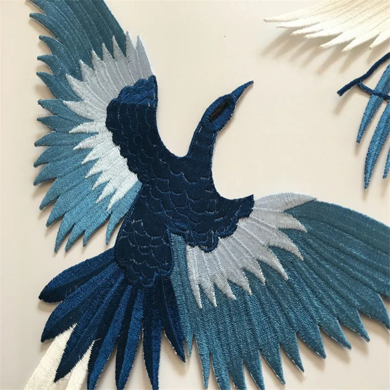 1Set 4Pcs Bird Embroidery Patch Animal Applique Iron On Clothes Sewing Clothing Accessories Military Patches Blue Green