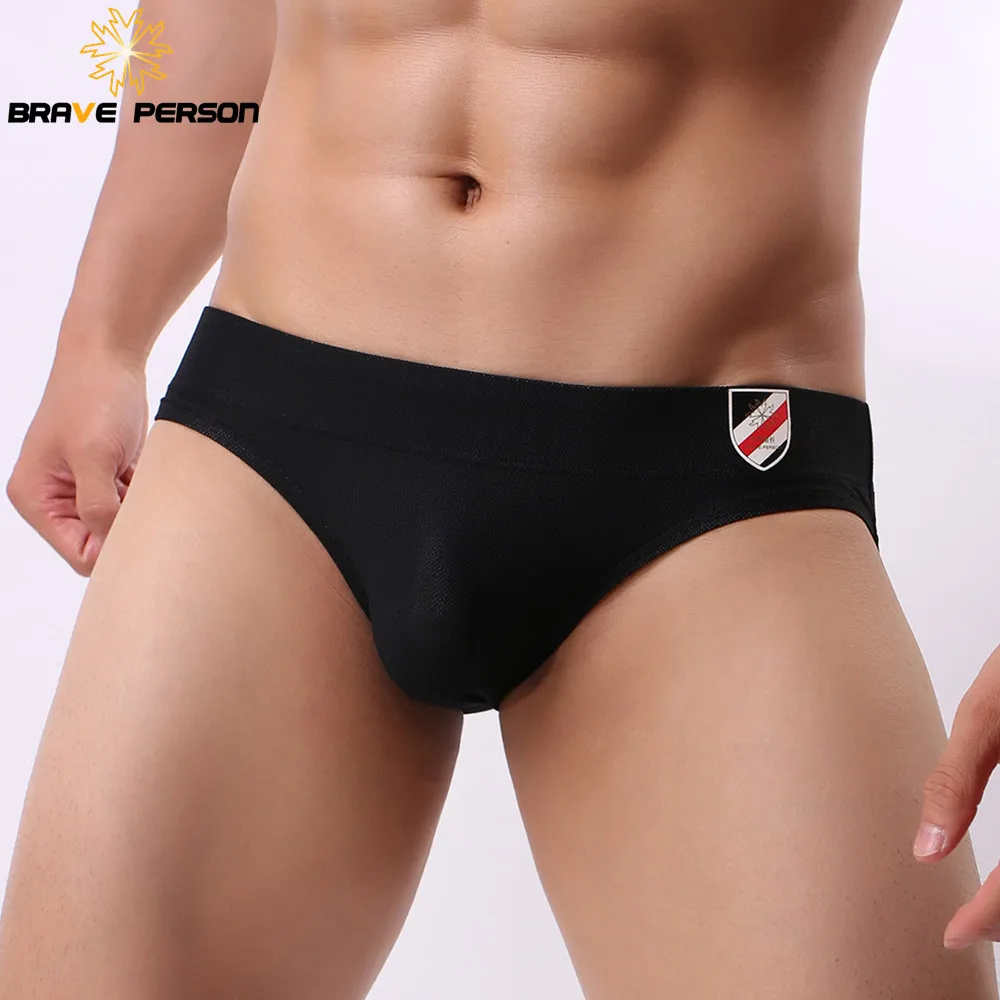 BRAVE PERSON New Sexy Underwear Men Briefs Mesh Breathable Mens Underwear Underpants Briefs Male Panties 6 Colors