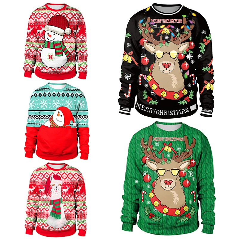 Suéter de Navidad feo para regalo, Jersey divertido de Papá Noel y elfo, Jerseys para hombres y mujeres, sudadera para fiesta de cumpleaños y Navidad, 2024