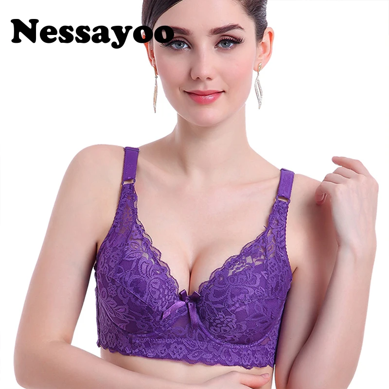 Hot Full cup thin underwear small bra plus size wireless adjustable lace Women\'s bra breast cover B C D cup Large size Lace Bras