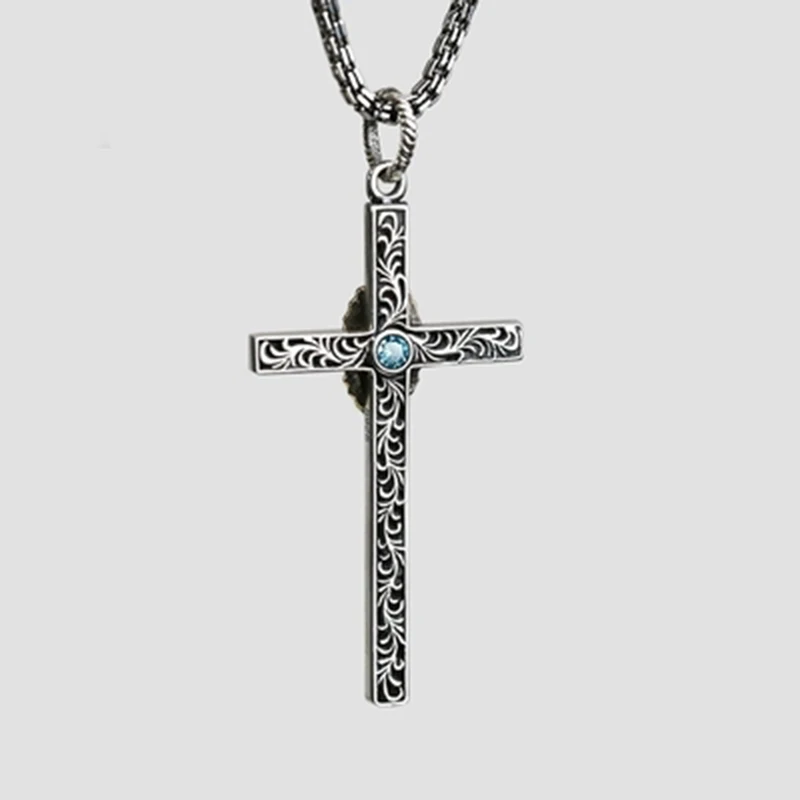 MAYONES Cross Pendant with  Virgin Mary Pendant Solid 925 Sterling Silver Necklace for Unisex Vintage Jewelry