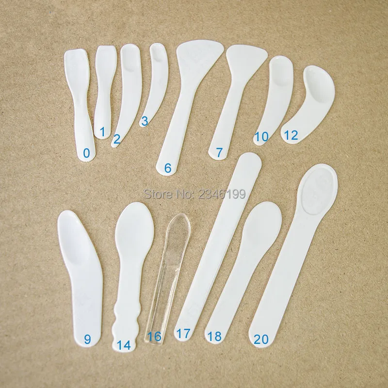 

Wholesale 100Pcs Mini White Plastic Spoon Mask Stick DIY Eye Cream Mixing Spatulas Scoop Makeup Cosmetic Tools Free Shipping