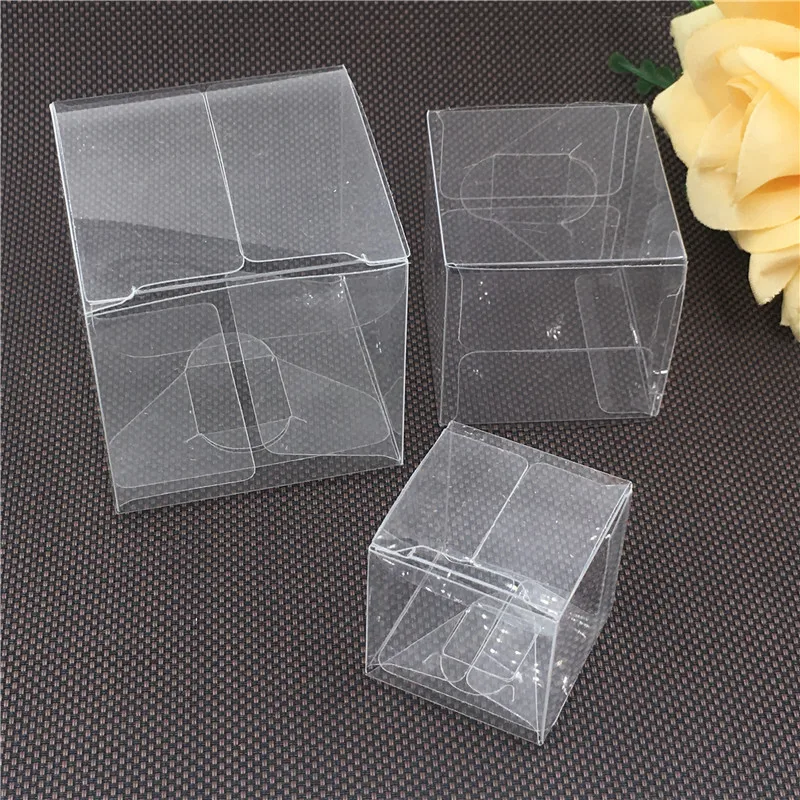 12Pcs/lot Transparent Clear Gift Candy Box Square PVC Chocolate Bags Boxes Wedding Favor Party Event Decoration Jewelry box