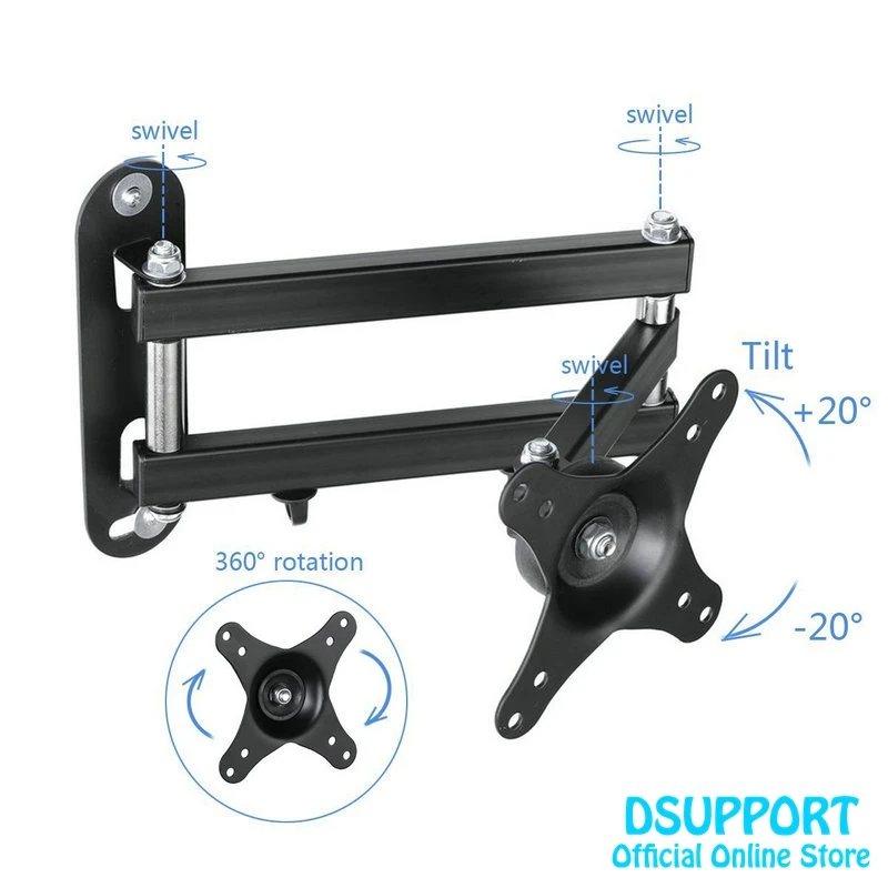 

Articulating Arm TV LCD Monitor Wall Mount, Full Motion Tilt Swivel and Rotate for Most 15-27"