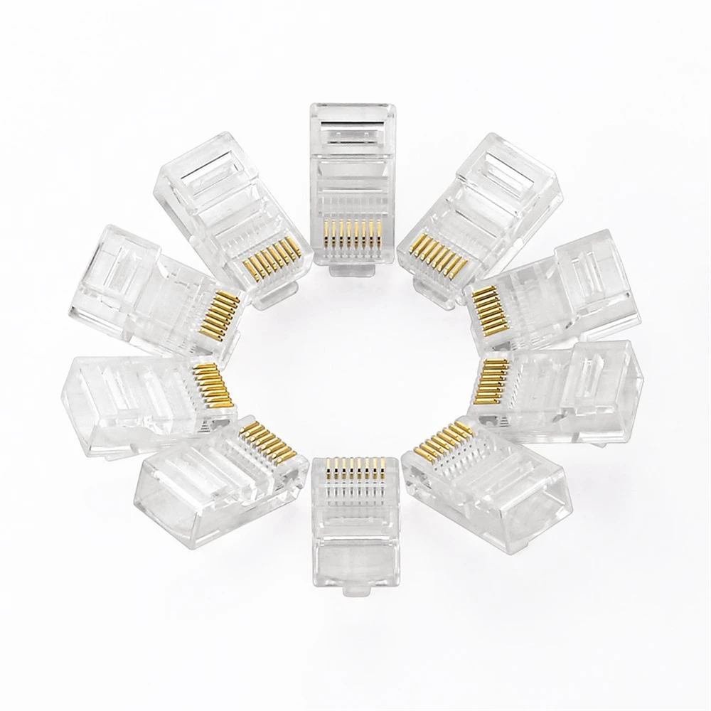 Cat5e RJ45 8P8C Plug UTP Connector 3U gold plating 100pcs/lot